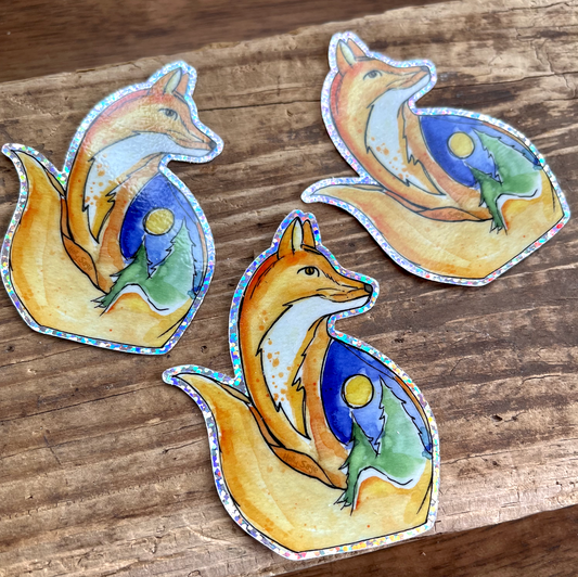 Night Fox Glitter Sticker