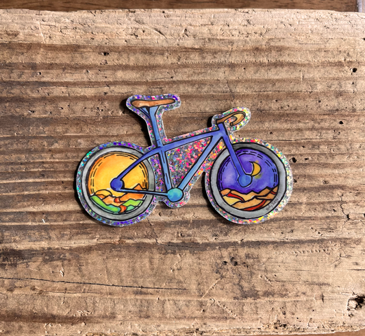 Scenic Bike Glitter Sticker