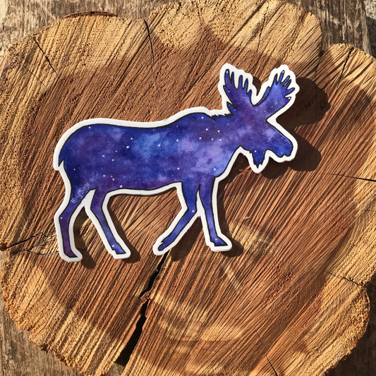 Starry night sky in moose outline sticker