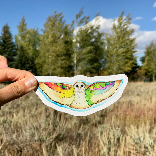 Colorful barn owl sticker