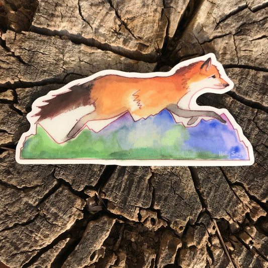 Mountains and red fox sticker