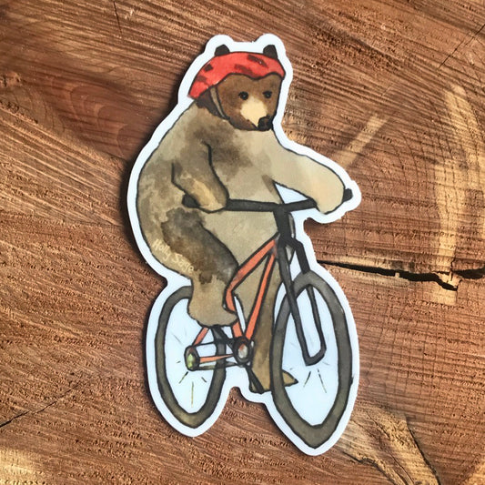 Bear on a mountain bike sticker