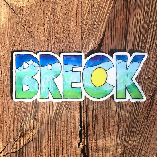 Breckenridge ski resort sticker painted inside the letters spelling Breck