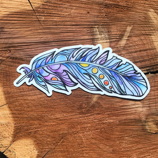 Colorful abstract feather sticker