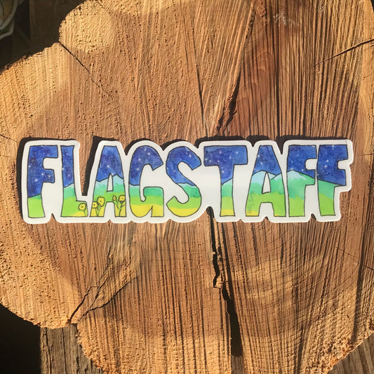 San Francisco Peaks in Flagstaff letters sticker