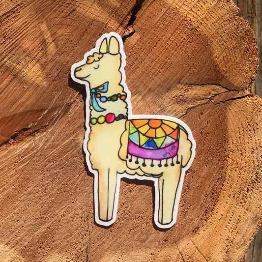 Colorfully dressed llama sticker