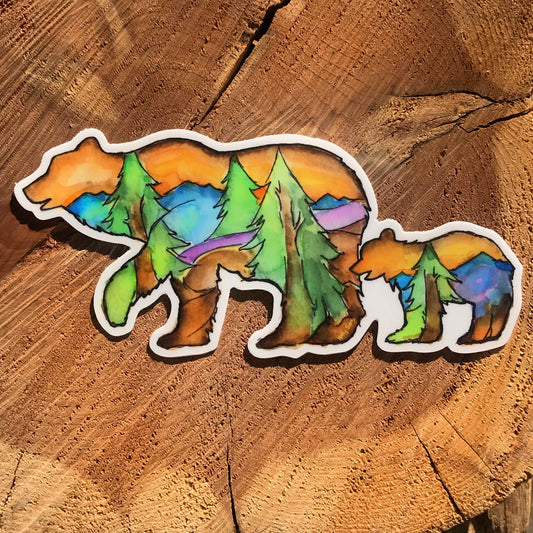 Landscape inside mother and baby bear sticker