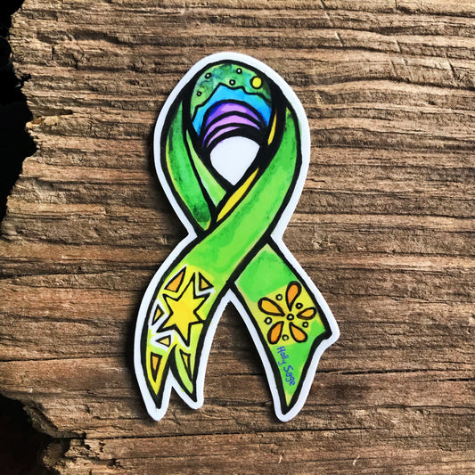 Beautifully colorful mental health awareness ribbon sticker