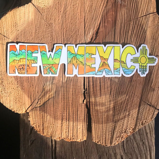 New Mexico landscape inside the text sticker