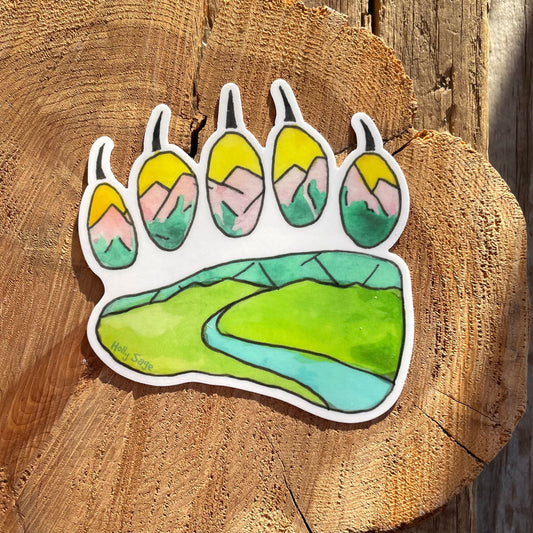 Grizzly Bear Paw Sticker