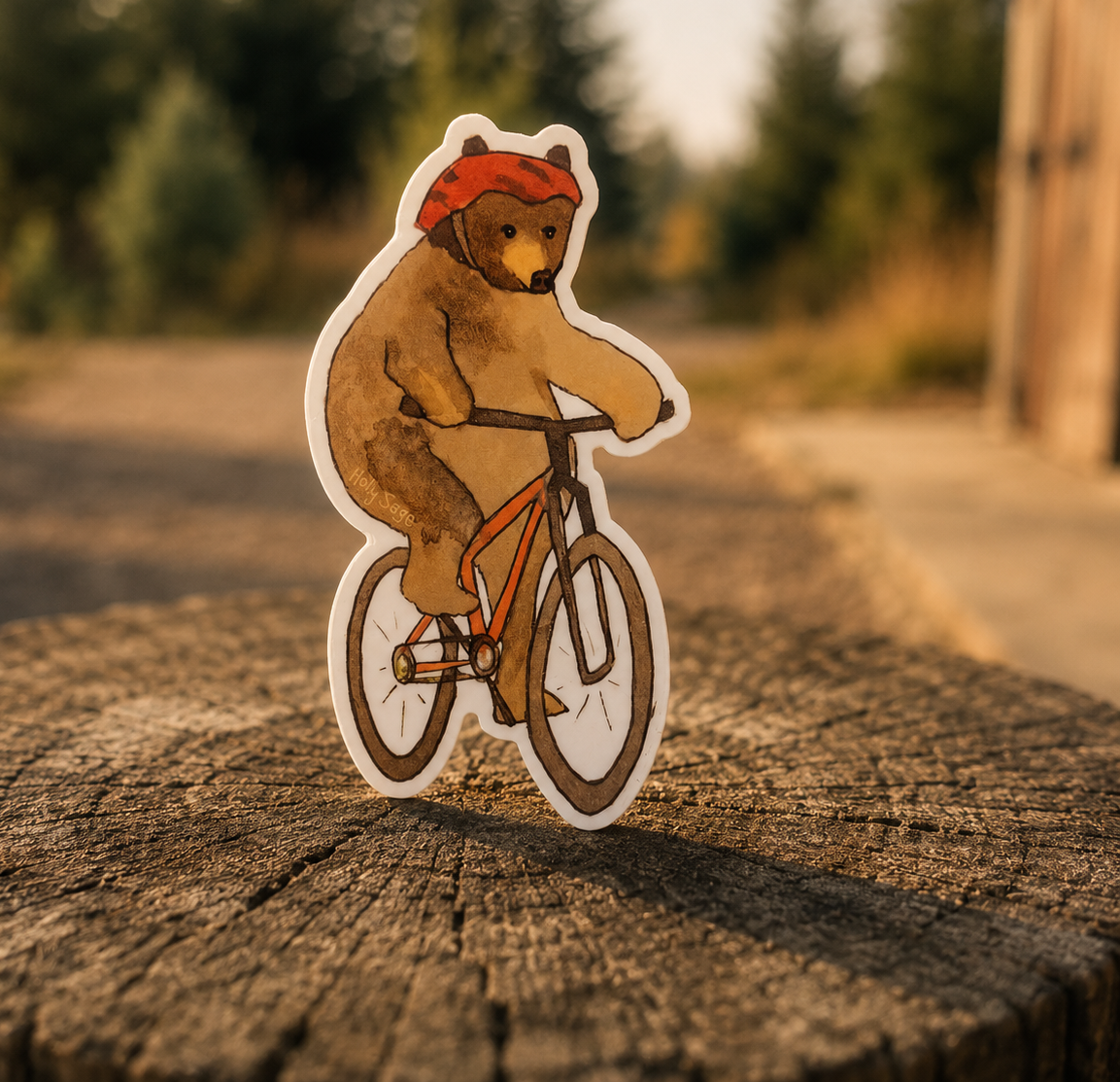 Bear on a Bike Sticker
