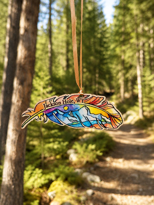 Sunset Mountain Feather Ornament