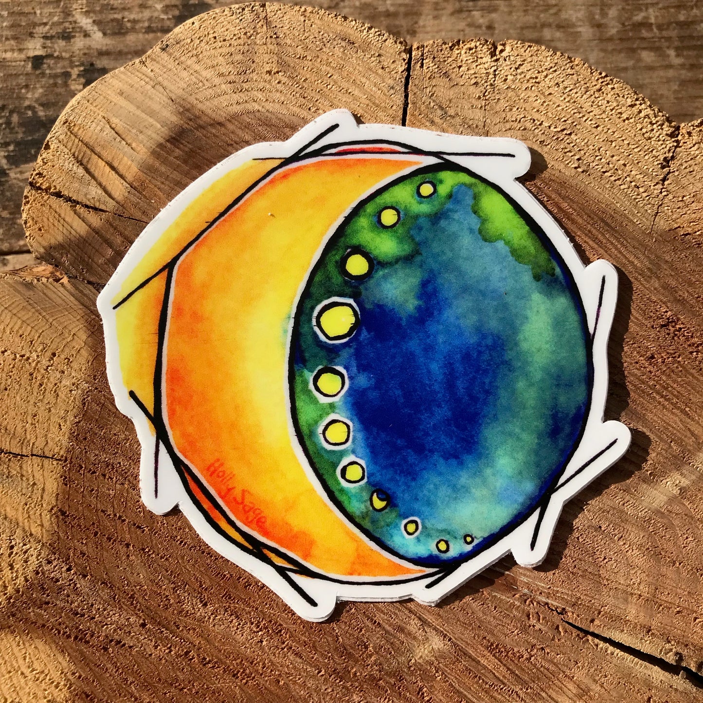 Abstract moon and sky sticker