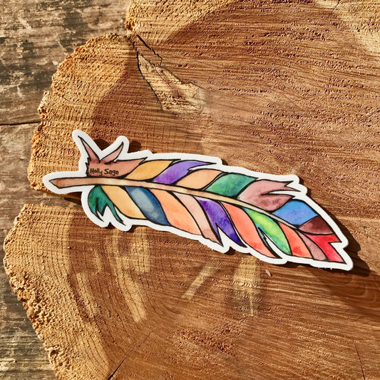 Colorful feather sticker