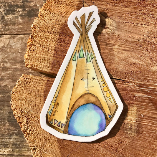Teepee sticker with geometric patterns on the side