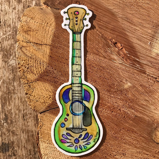 Colorfully decorated guitar sticker