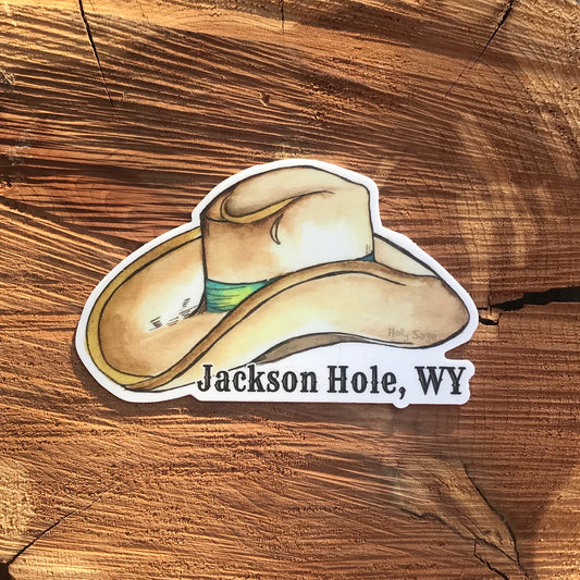 Cowboy hat sticker with Jackson Hole