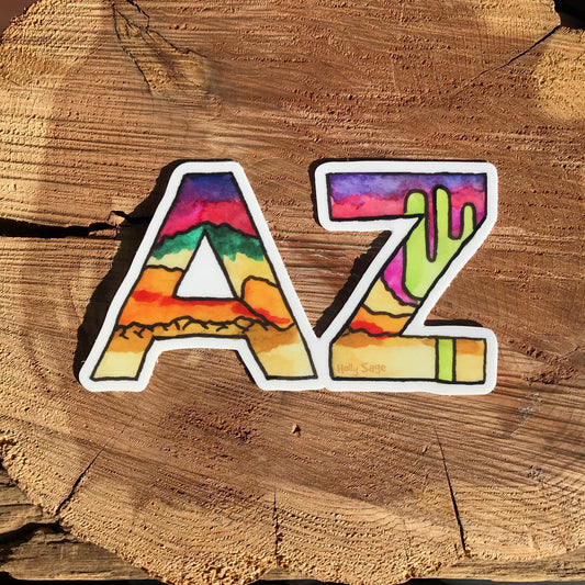Arizona landscape sticker painted in the AZ abbreviation