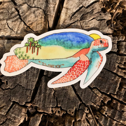Ocean beach on sea turtle sticker