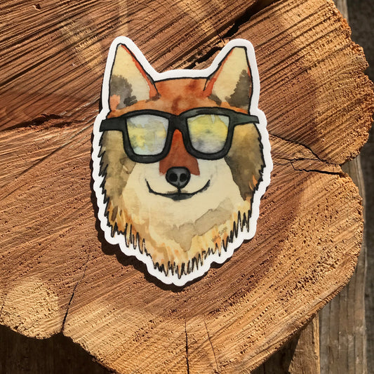 Coyote in sunglasses sticker