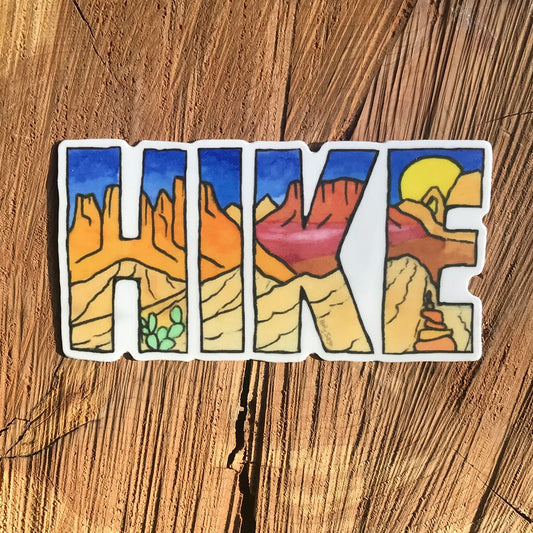 Desert landscape sticker in the word 'Hike'