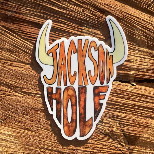 Bison head outline spelling Jackson Hole sticker