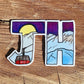 Jackson Hole Mountain Resort Tram and mountains in JH letters sticker