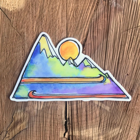 Mountains and skis sticker