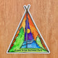 Classic tent sticker with landscape painted inside